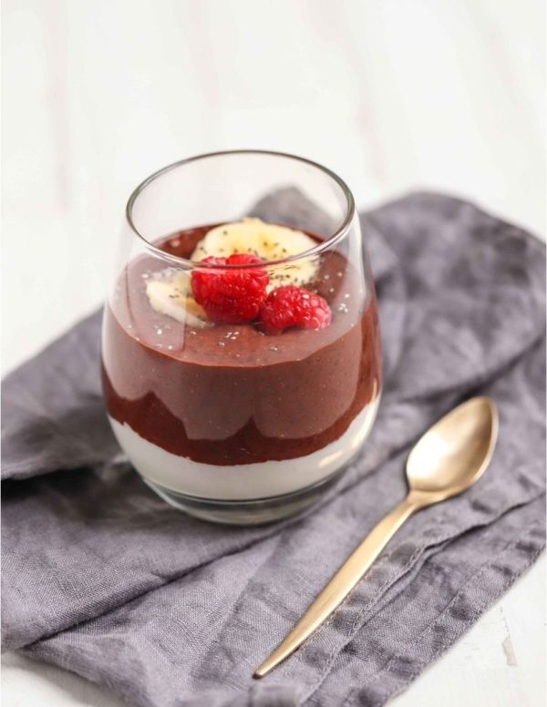 Gluten-free chocolate and yogurt layered chia pudding image